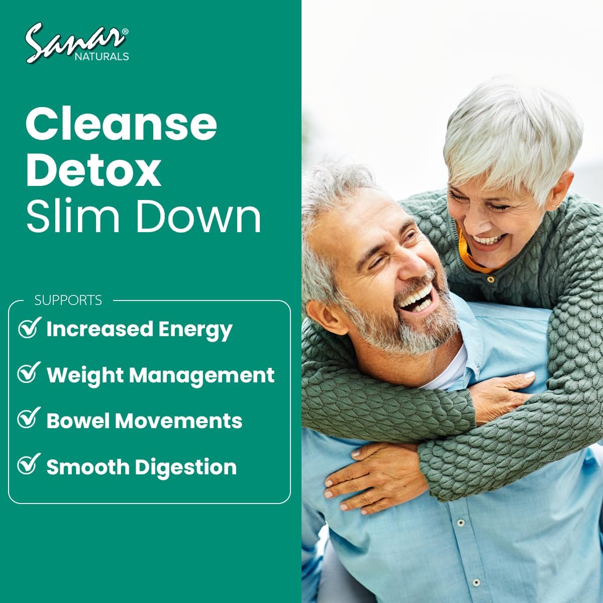 90 Capsules of Sanar Naturals Colon Cleanser (2 Pack) - Dietary Fiber, Herbal & Probiotics Blend for Digestive Support - Colon Cleanse Supplement for Women & Men