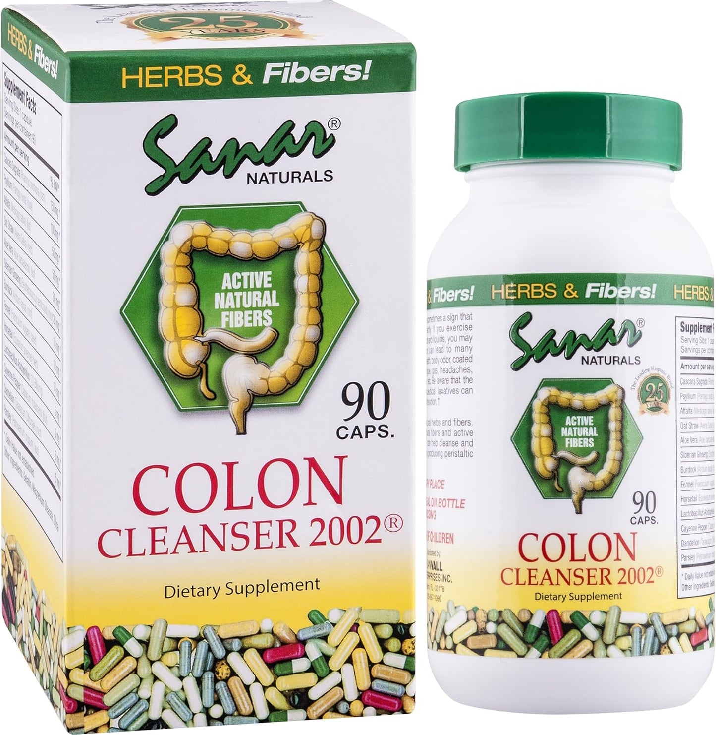 90 Capsules of Sanar Naturals Colon Cleanser (2 Pack) - Dietary Fiber, Herbal & Probiotics Blend for Digestive Support - Colon Cleanse Supplement for Women & Men