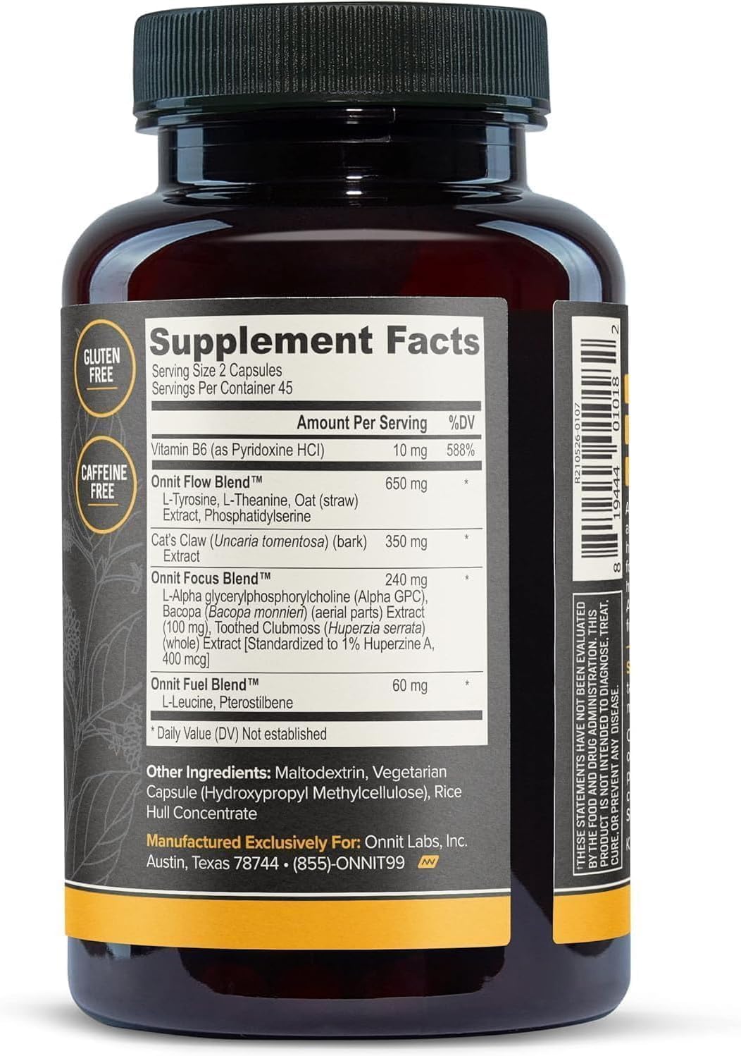 90 Count Alpha-Brain Nootropic Capsules for Memory, Focus & Brain Health - Cognitive Enhancement Supplement with L-Theanine, Vitamin B6 & Phosphatidylserine