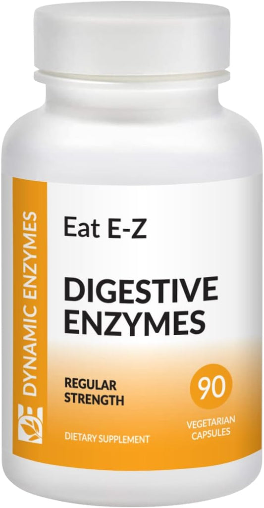 90 Count Dynamic Enzymes Eat E-Z Digestive Enzymes for Gut Health, Anti-Bloating, and Immune Support