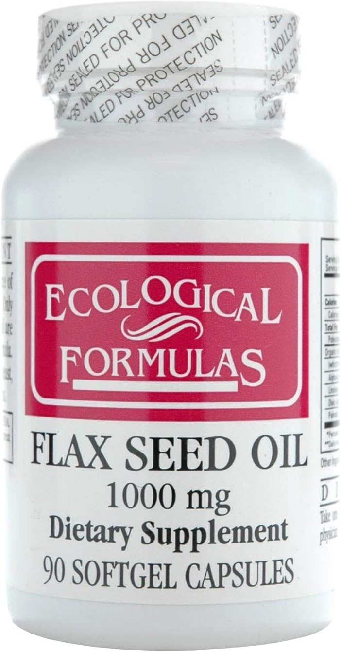 90 Count Ecological Formulas Organic Flax Seed Oil Capsules - 1000 Mg, White