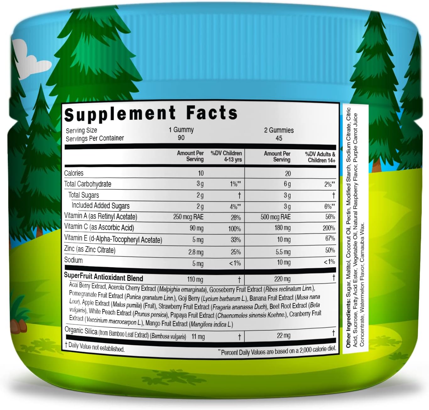 90 Count Kids Antioxidant Blend Super Fruit Gummies - Vegan, Gluten Free, Non-GMO