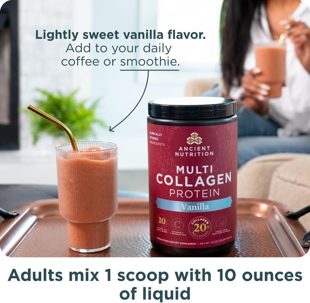 90 Count Multi Collagen Capsules + 60 Servings Vanilla Multi Collagen Protein Powder by Ancient Nutrition