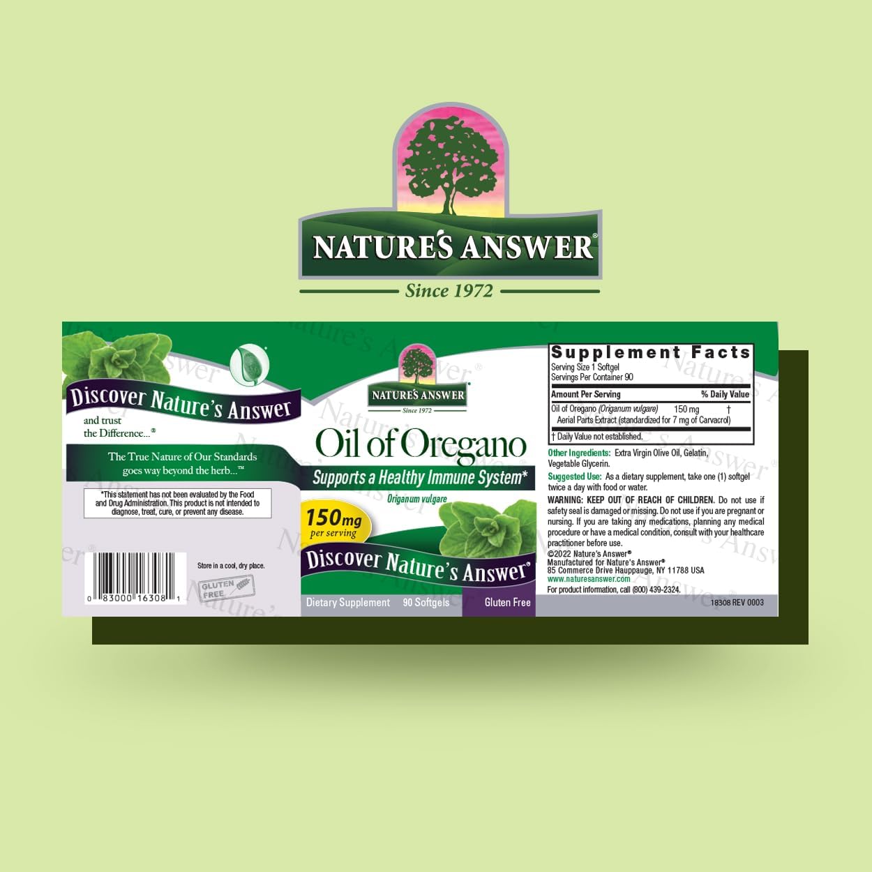 90-Count Nature's Answer Oil of Oregano Softgel Capsules | Immune Support & Digestive Health Booster