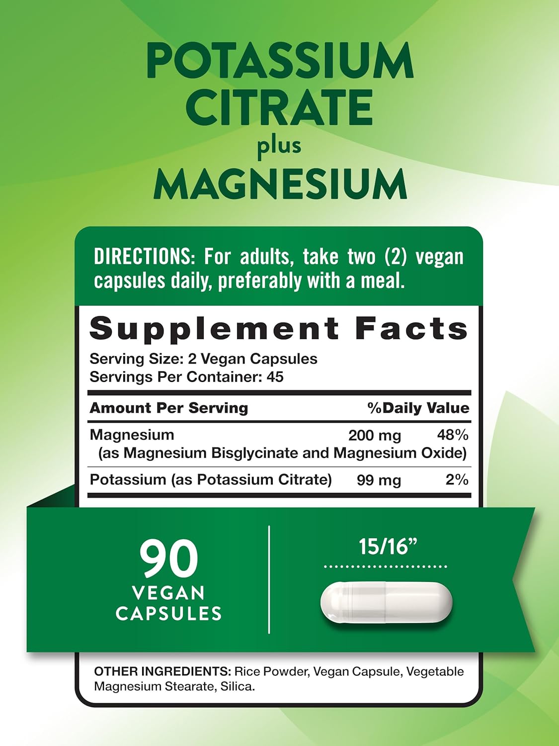90 Count Nature's Truth Potassium Magnesium Citrate Capsules - Vegan, Non-GMO & Gluten Free