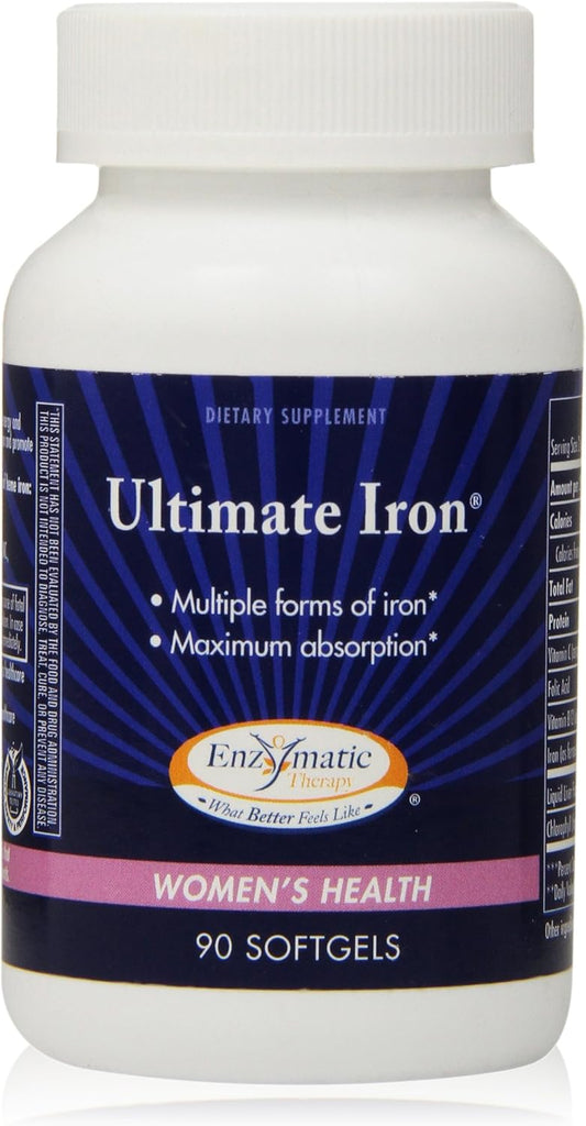 90 Count Nature's Way Enzymatic Therapy Ultimate Iron Softgels for Iron Support