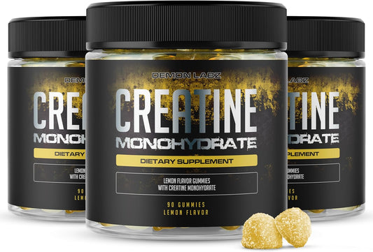 90 Count (Pack of 3) Lemon Flavored Creatine Monohydrate Gummies by Demon Labz
