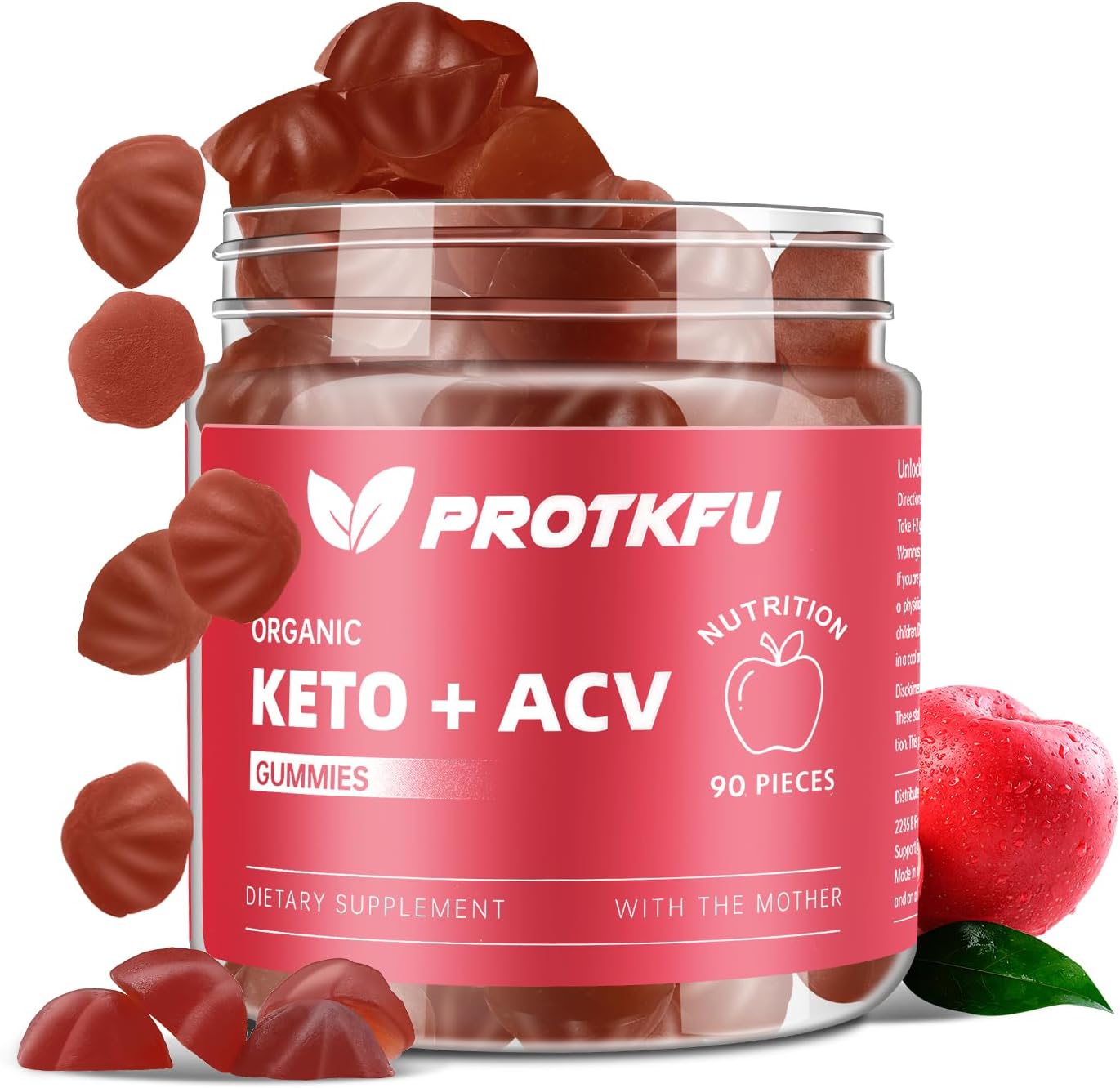 90 Count ProTKFU Keto ACV Gummies for Weight Loss and Gut Health - Advanced Keto Supplements for Bloating and Digestion Support