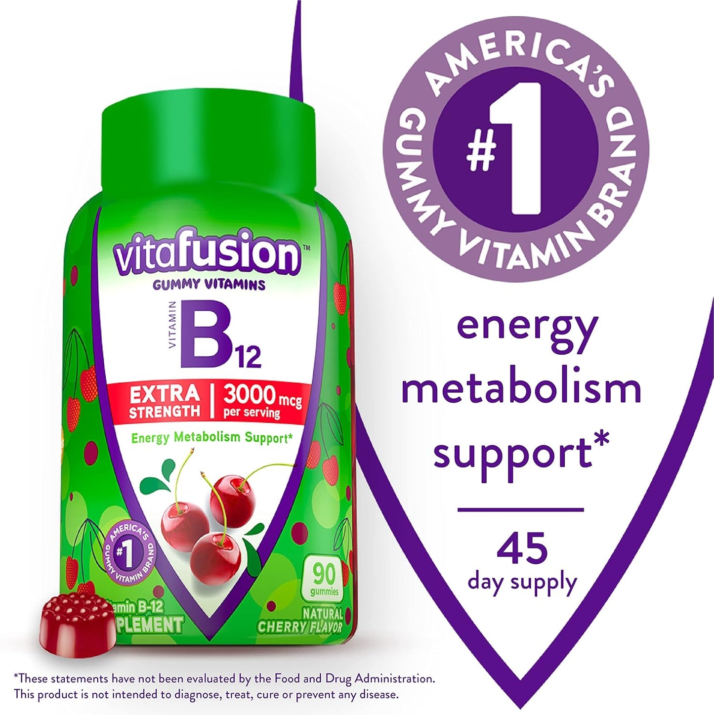 90-Count Vitafusion Fiber Well Fit Gummies & Extra Strength Vitamin B12 Gummy Vitamins for Energy Support