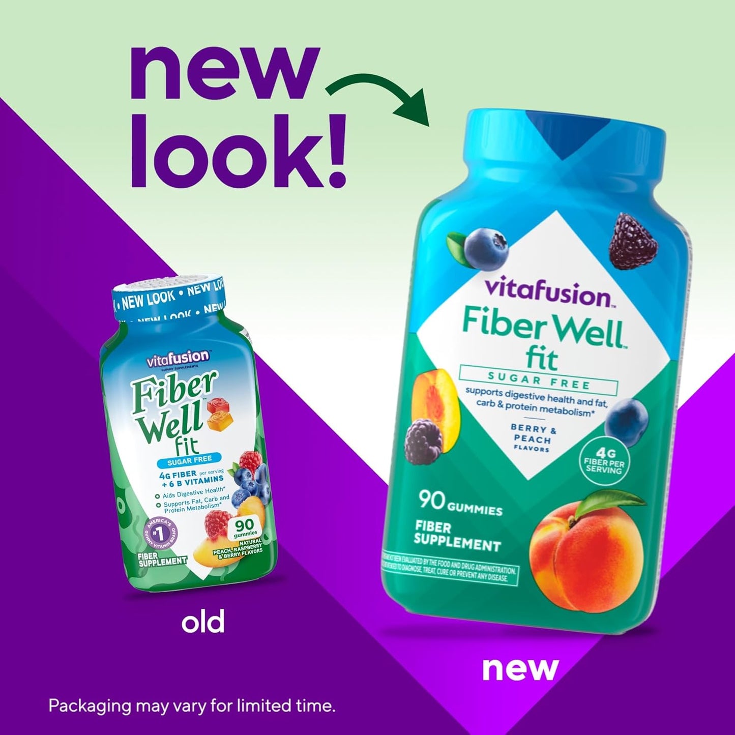 90 Count Vitafusion Fiber Well Fit Gummies Supplement - Packaging Variations