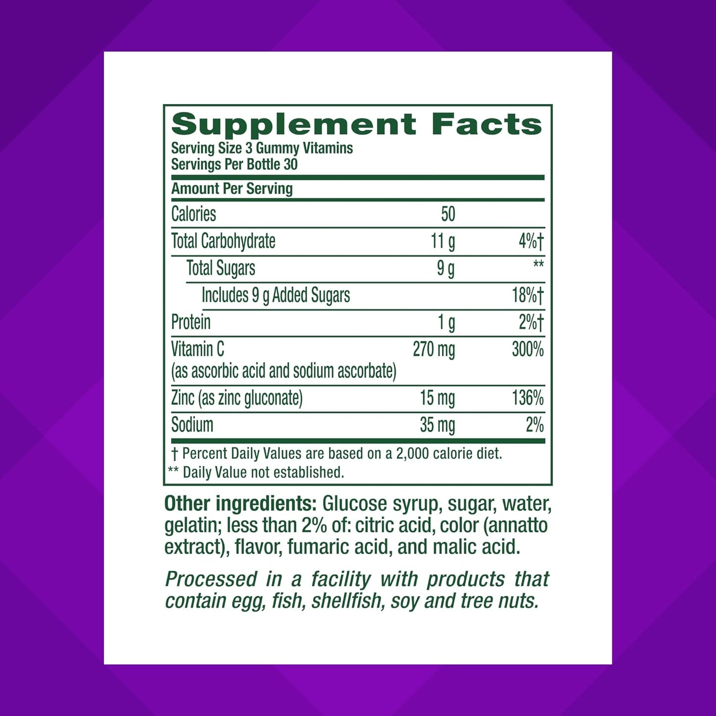 90 Count Vitafusion Power Zinc Gummy Vitamins for Immune Support, Strawberry Tangerine Flavor