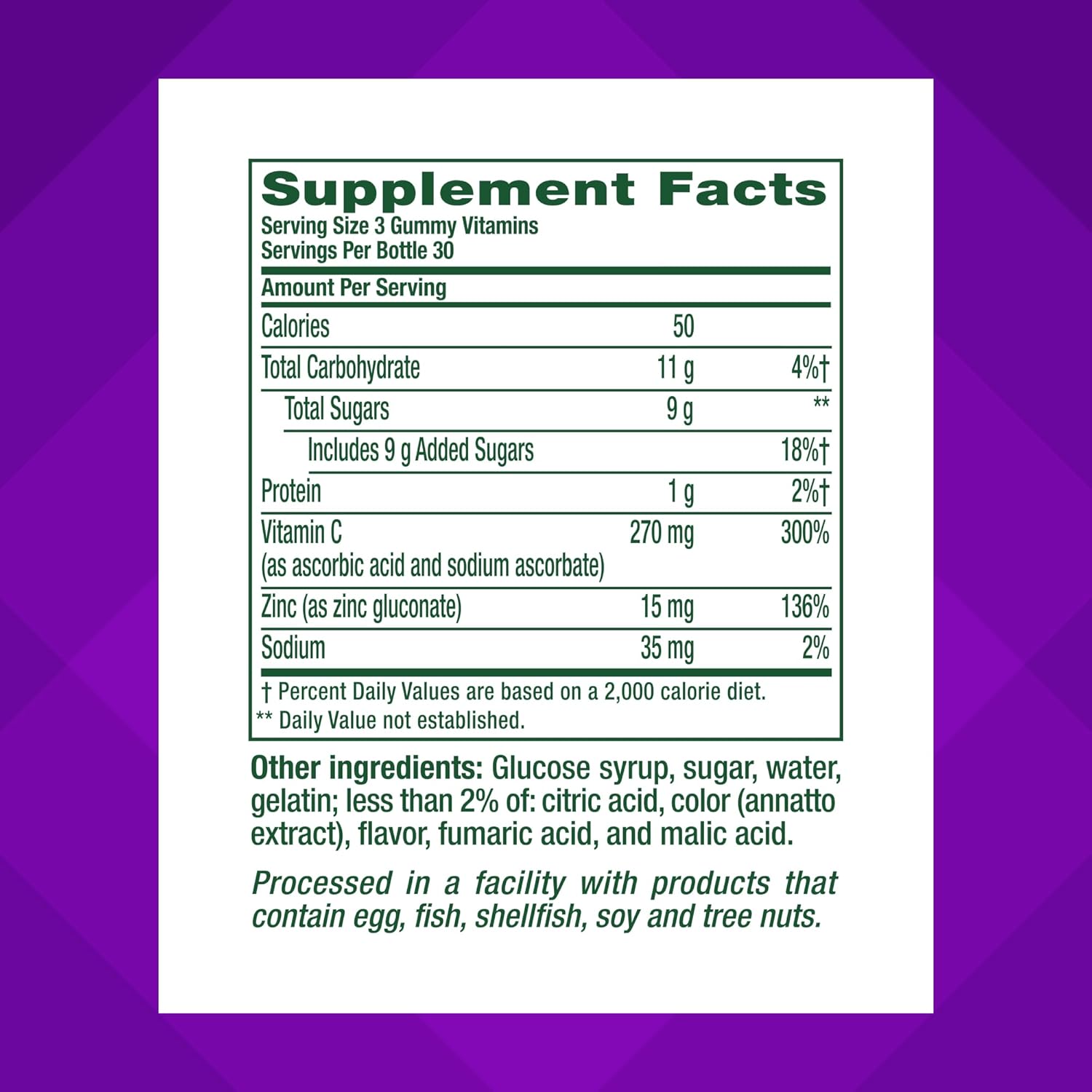 90 Count Vitafusion Power Zinc Gummy Vitamins for Immune Support, Strawberry Tangerine Flavor