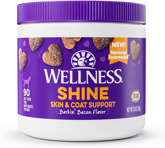 90 Count Wellness Barkin' Bacon Soft Chews for Dogs - Skin & Coat Supplements