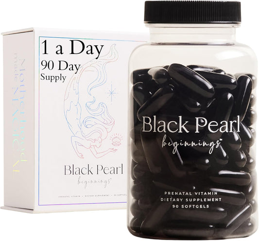 90-Day Supply of Black Pearl Beginnings Prenatal Vitamins with Folic Acid, Iron, and Fish Oil - 90 Soft Gels