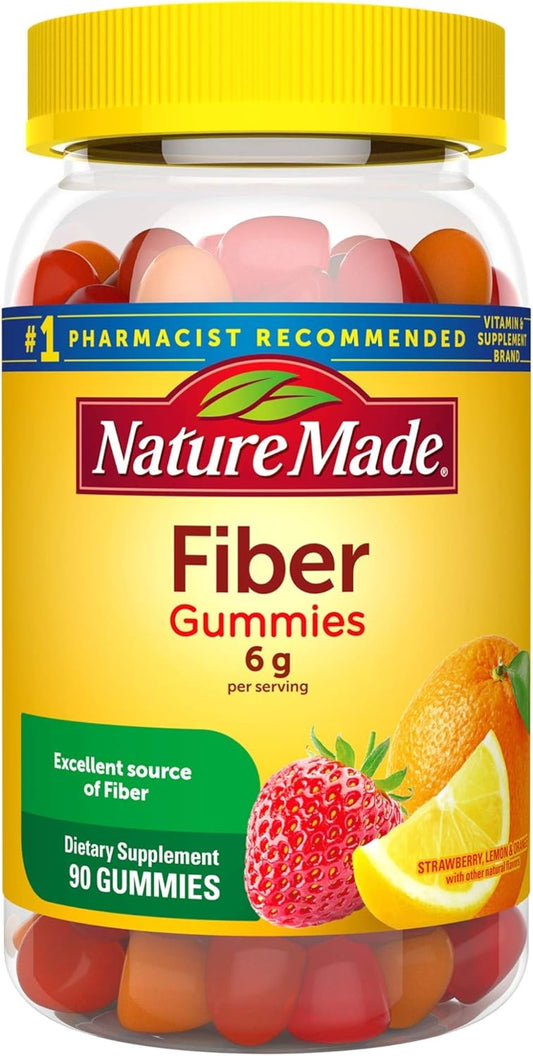 90 Fiber Gummies with 6g of Fiber per Serving for Digestive Health Support - 30 Day Supply