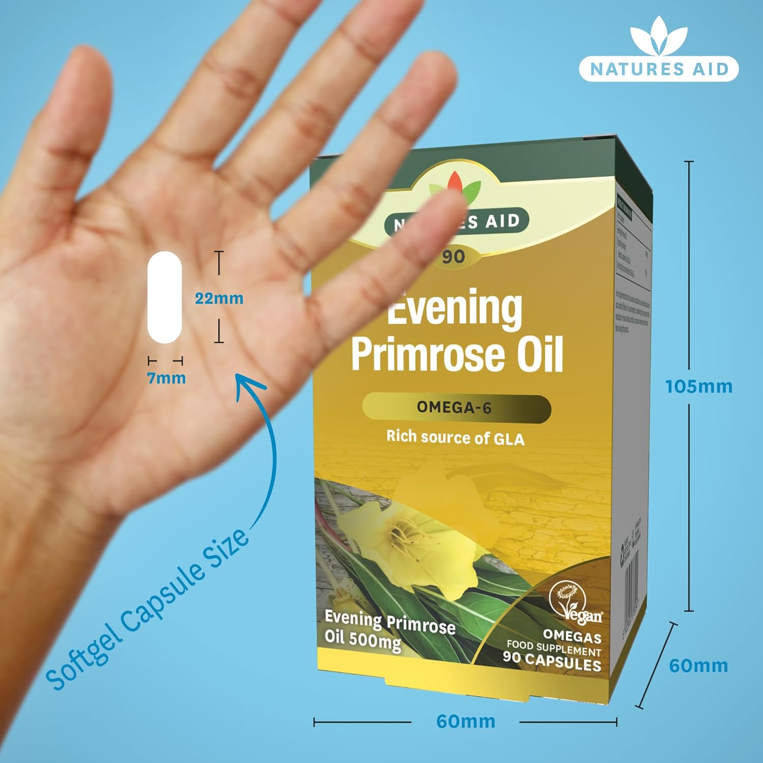 90-Pack Natures Aid Organic Evening Primrose Oil Capsules for Health and Wellness