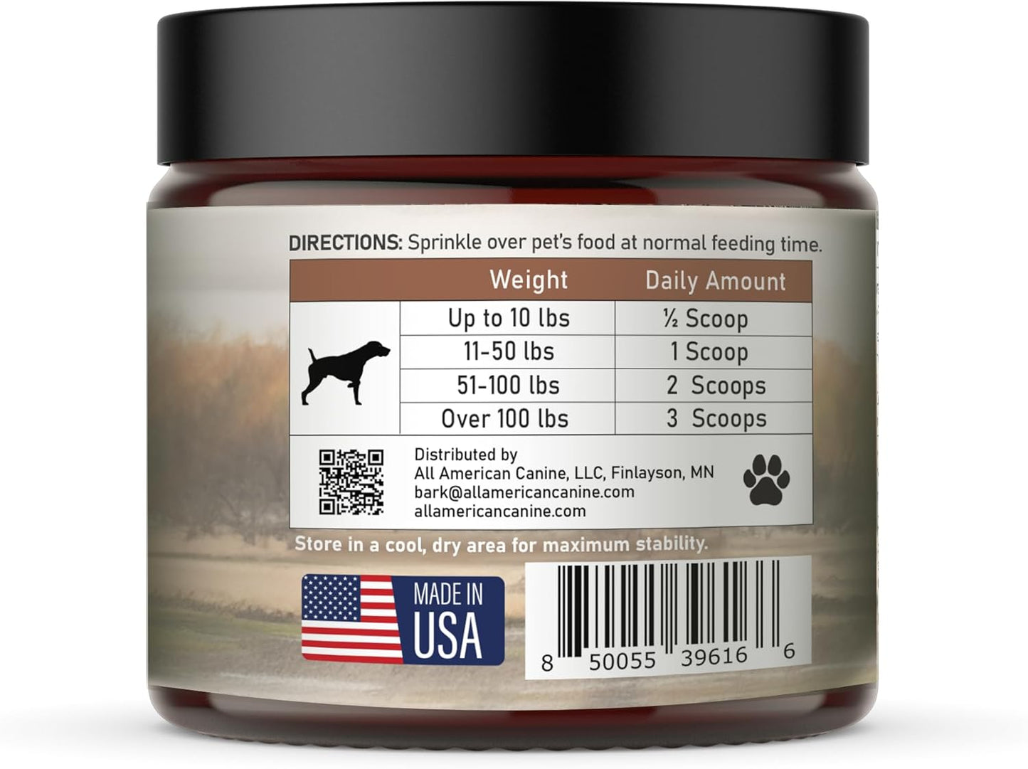 90 Servings All American Canine Skin & Coat Natural Protein Powder Supplement