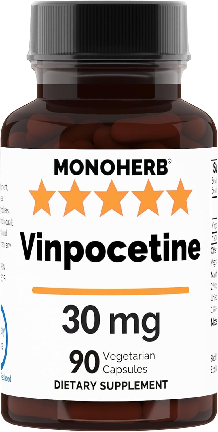 90 Veg Capsules of MONOHERB Vinpocetine with 30 mg Strength