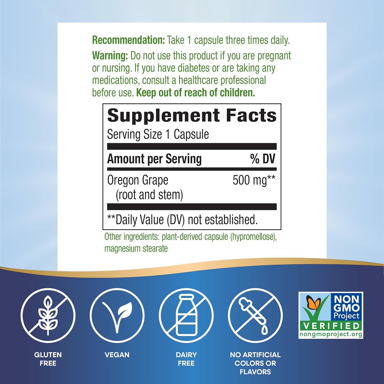 90 Vegan Capsules of Nature's Way Oregon Grape Supplement for Digestion Support
