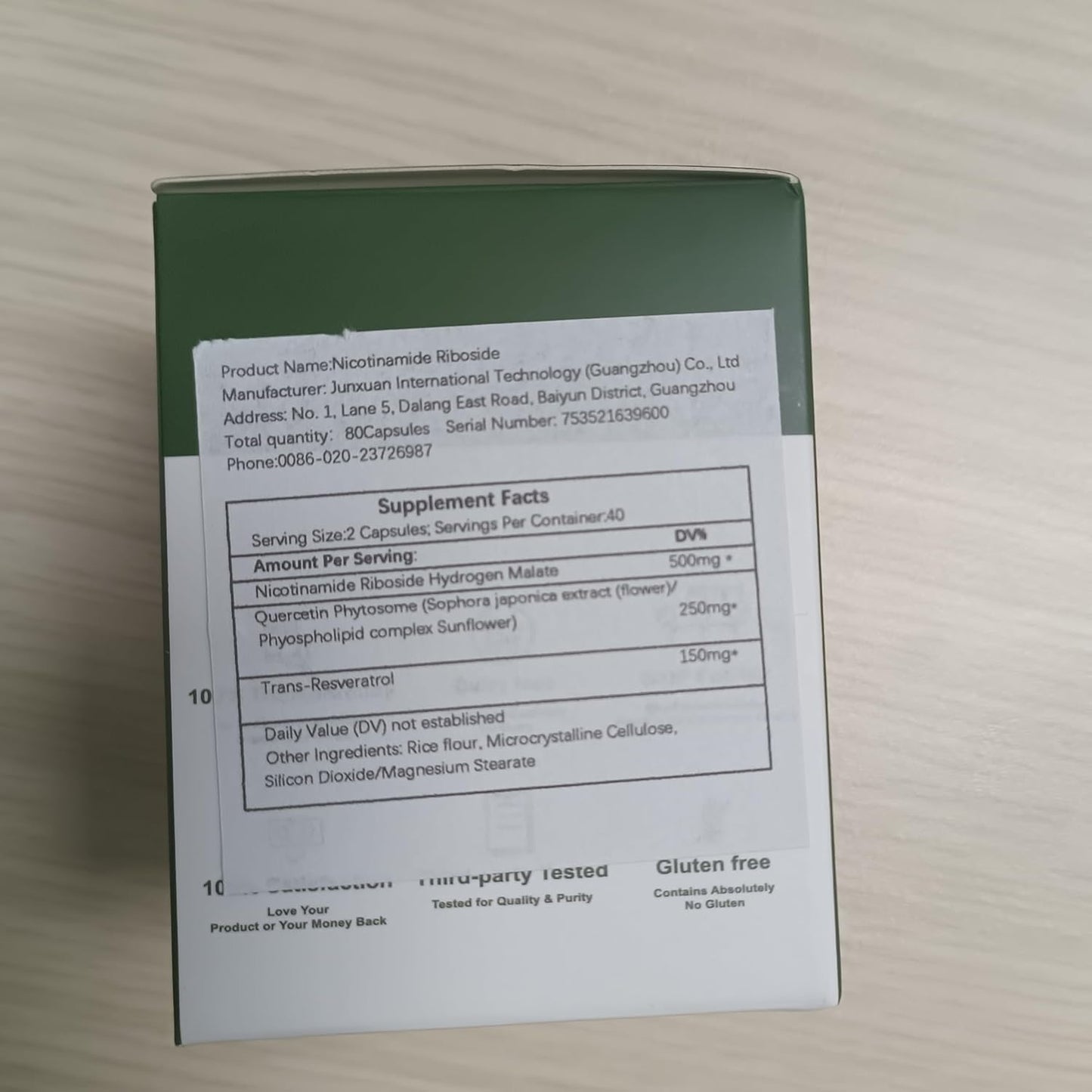 900mg Komzlait NAD Nicotinamide Riboside Resveratrol Supplement - 80 Capsules