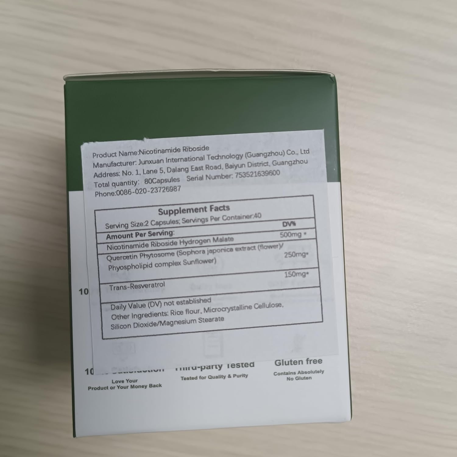 900mg Komzlait NAD Nicotinamide Riboside Resveratrol Supplement - 80 Capsules