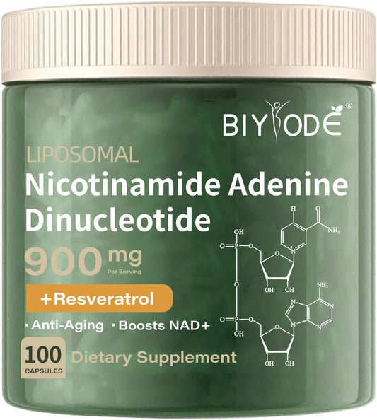 900mg Liposomal Nicotinamide Riboside NAD+ Supplement for Anti-Aging, Energy, Focus - 100 Count