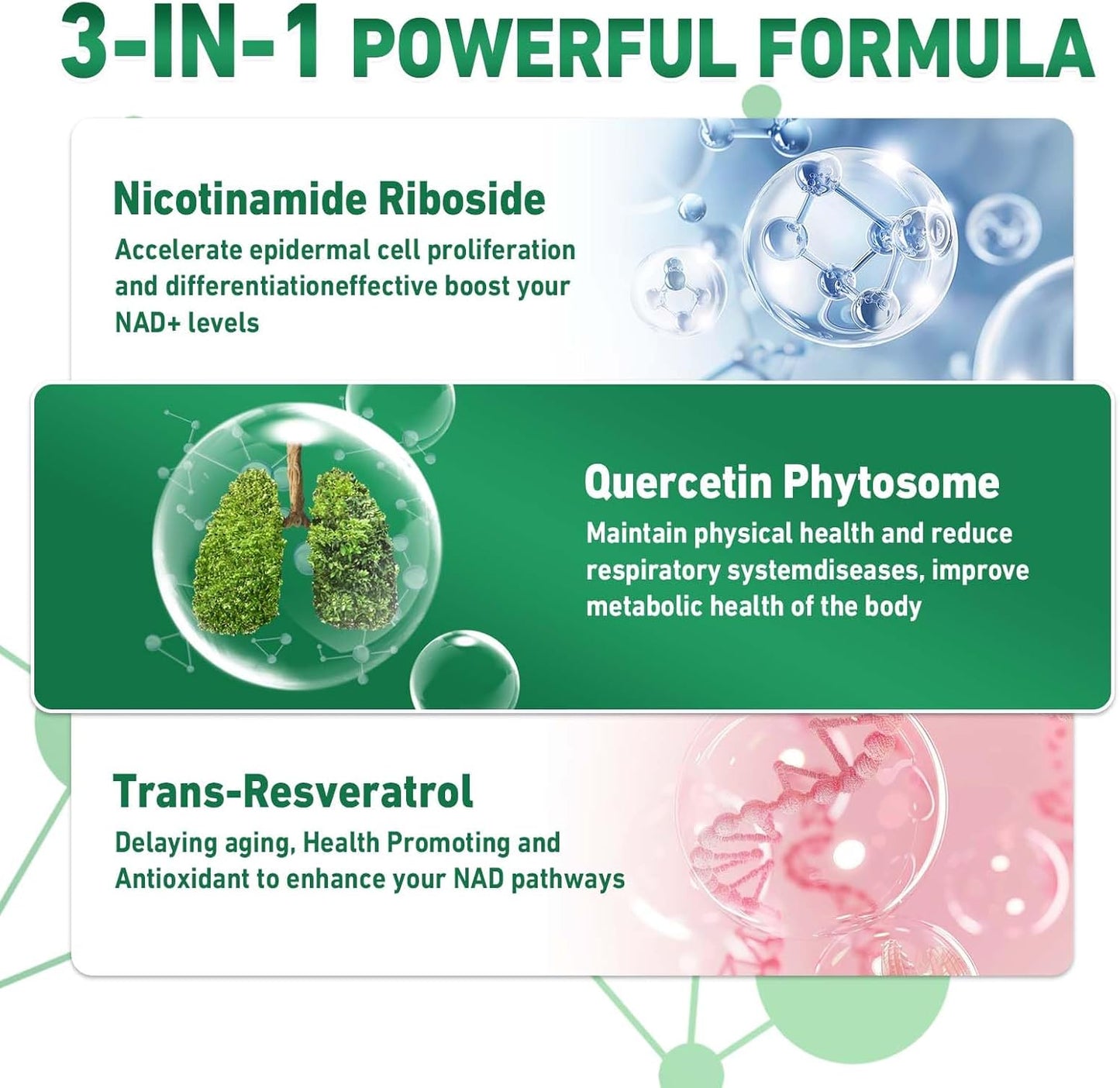 900mg Liposomal Nicotinamide Riboside NAD+ Supplement with Resveratrol & Quercetin - Anti-Aging, Energy, Focus - 100 Capsules, 50 Day Supply