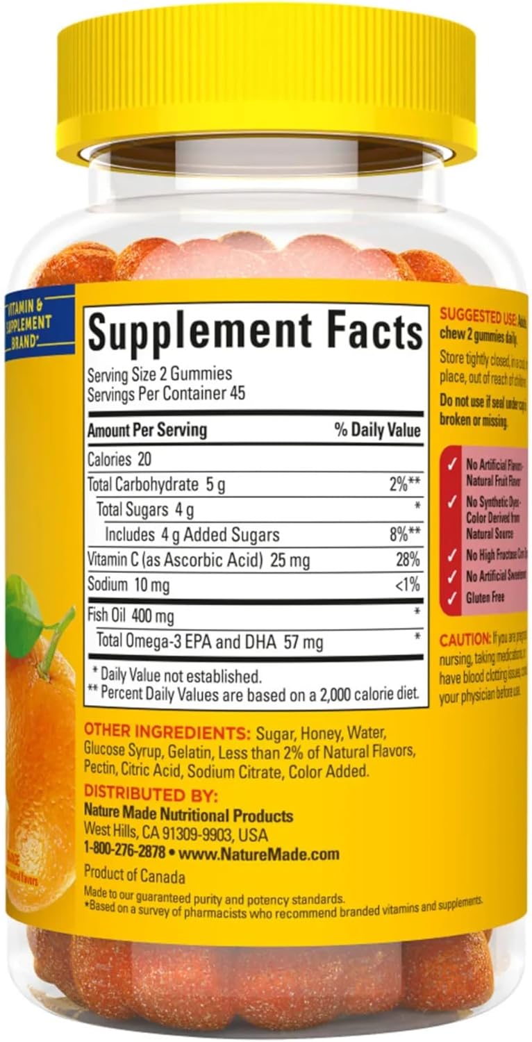 90ct Nature Made Adult Gummies Fish Oil for Adults PV