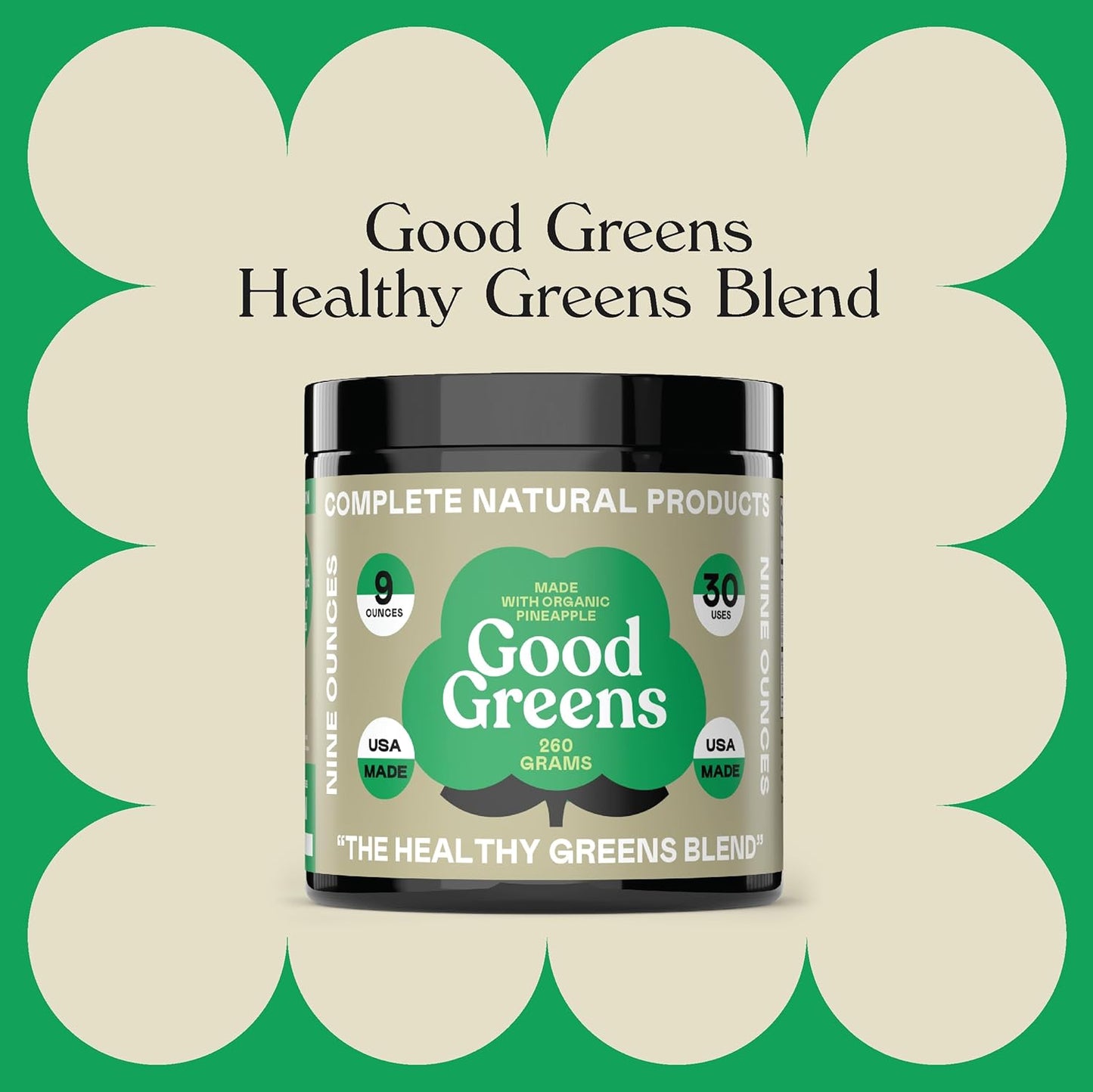 9oz Good Greens Superfood Powder - Complete Natural Healthy Greens Blend - 30 Servings