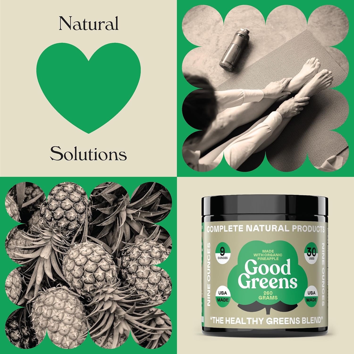 9oz Good Greens Superfood Powder - Complete Natural Healthy Greens Blend - 30 Servings