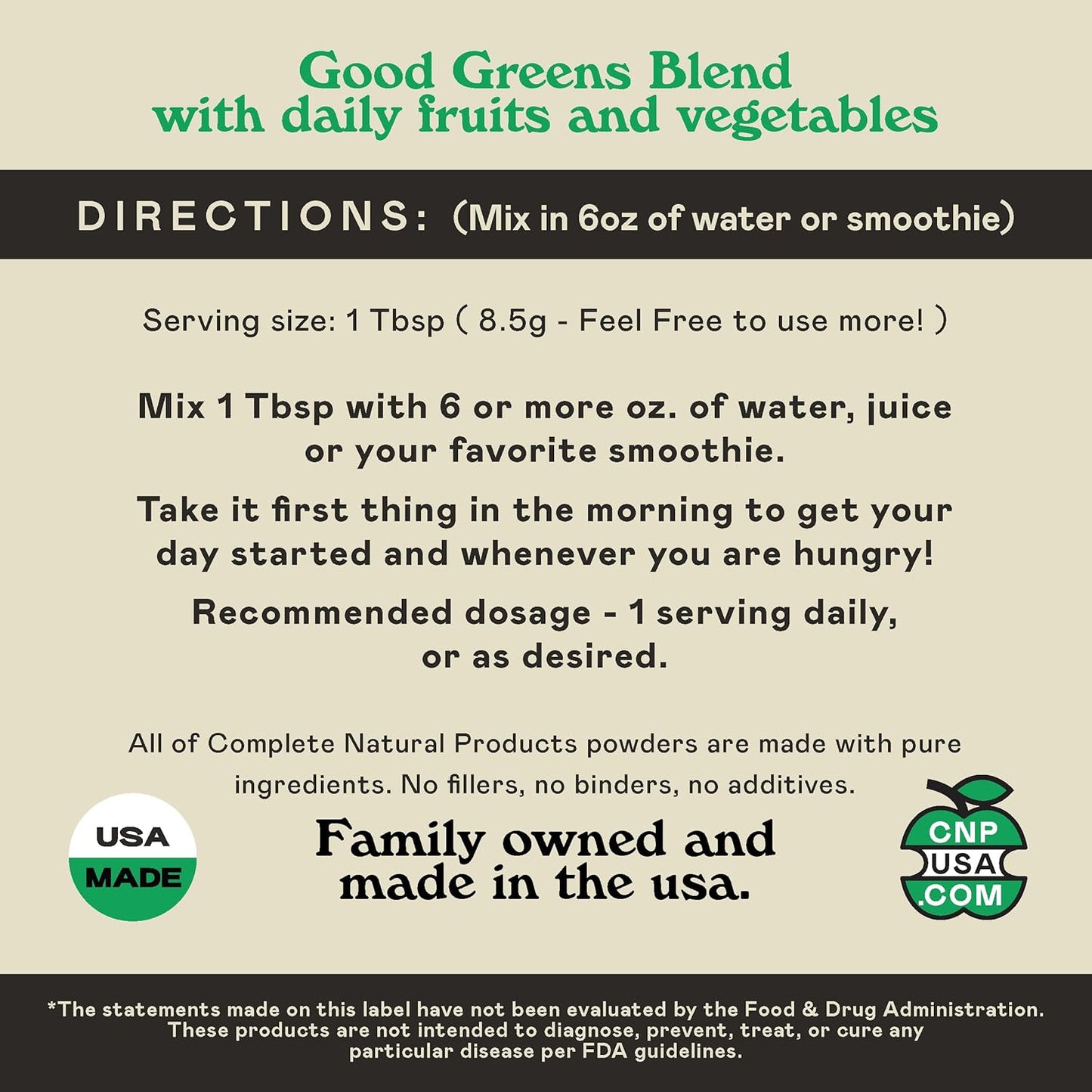 9oz Good Greens Superfood Powder - Complete Natural Healthy Greens Blend - 30 Servings