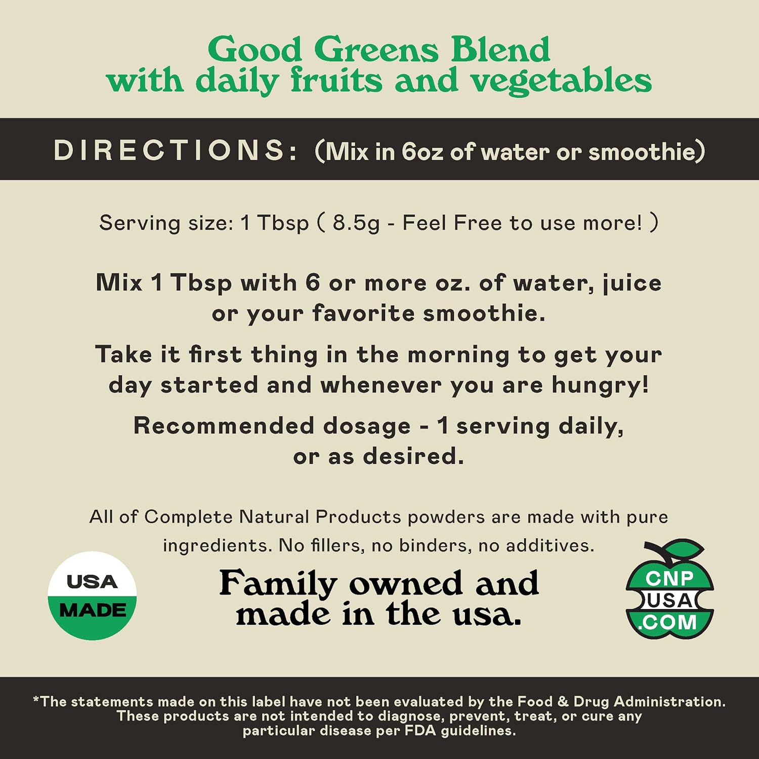 9oz Good Greens Superfood Powder - Complete Natural Healthy Greens Blend - 30 Servings