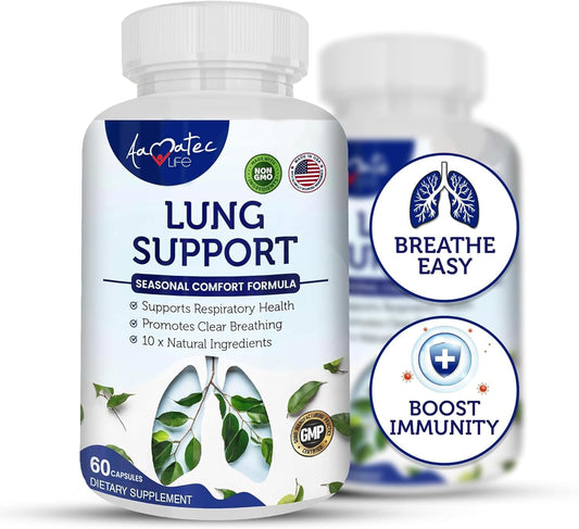 AAMATEC LIFE Lung Support Dietary Supplements - Herbal Formula for Lung Health - 60 Capsules