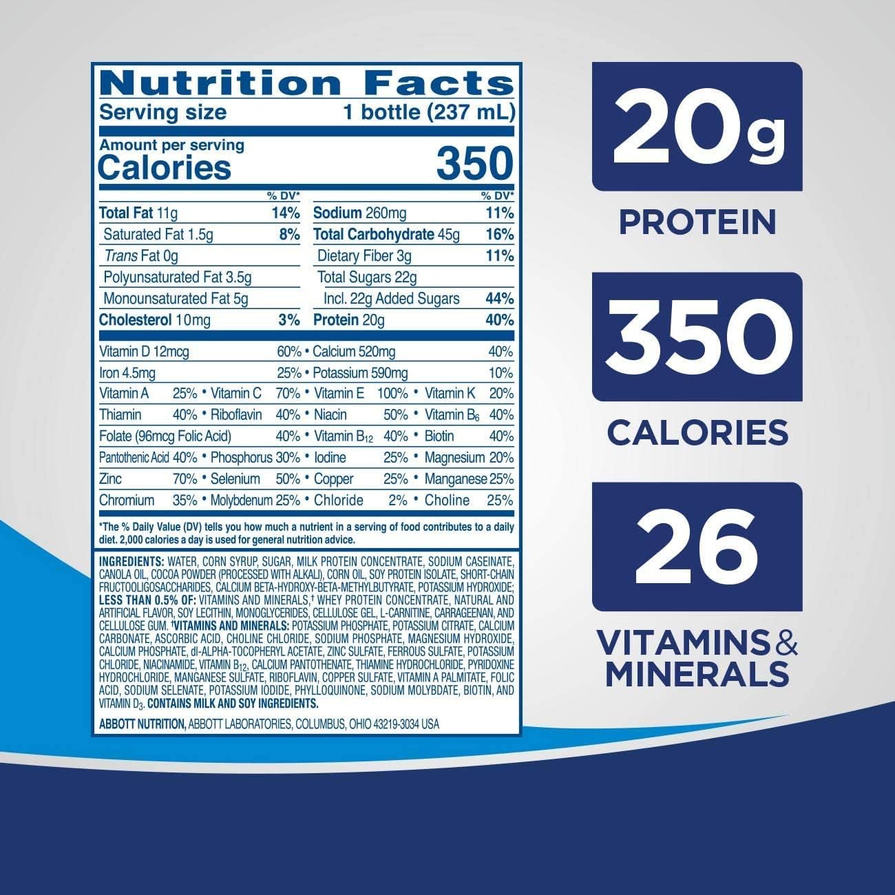 Abbott Ensure Enlive Chocolate Nutrition Shakes, 8oz Bottles, Case of 24 - Advanced Therapeutic Formula