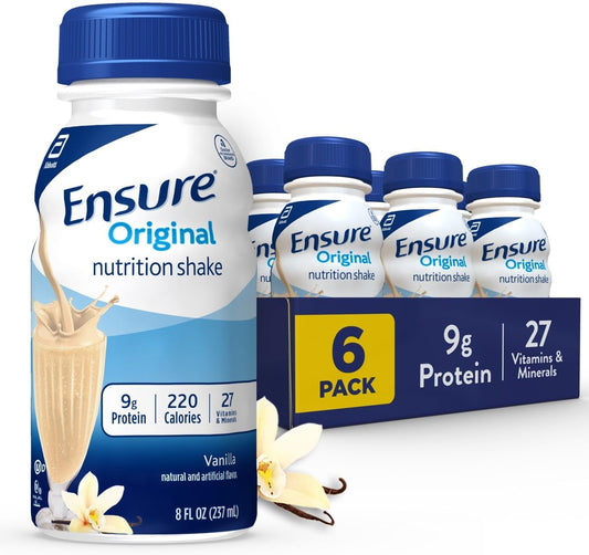 Abbott Ensure Original Vanilla Nutrition Shake 6 Pack - Meal Replacement Shake for Daily Nutrition Boost