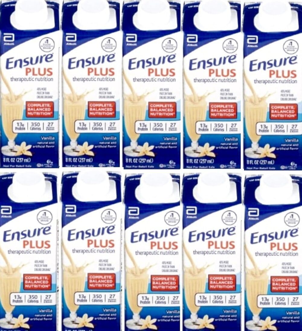 Abbott Ensure Plus Vanilla 8oz Carton - Pack of 10 - 10.6 Ounce Total