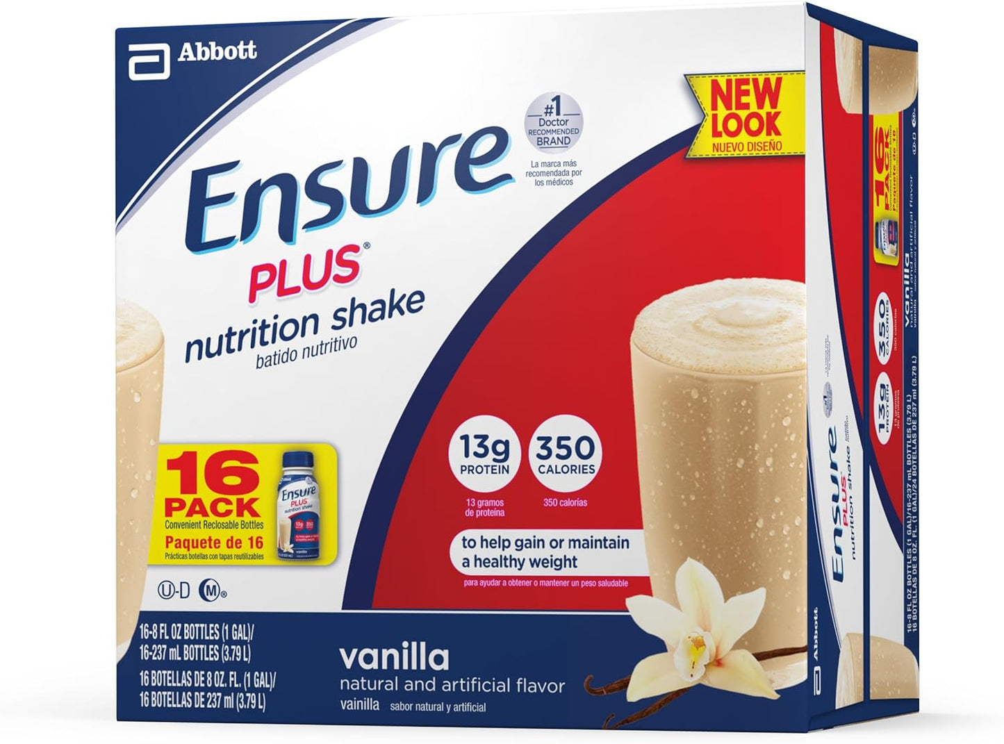 Abbott Ensure Plus Vanilla Nutrition Shake, 8oz, Pack of 16