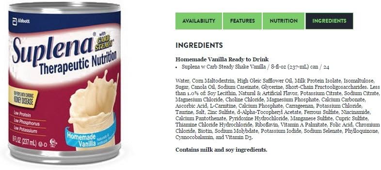 Abbott Suplena Nutritional Supplement with Carb Steady, Vanilla Flavor, 8 oz Can - 24 Cans/Case