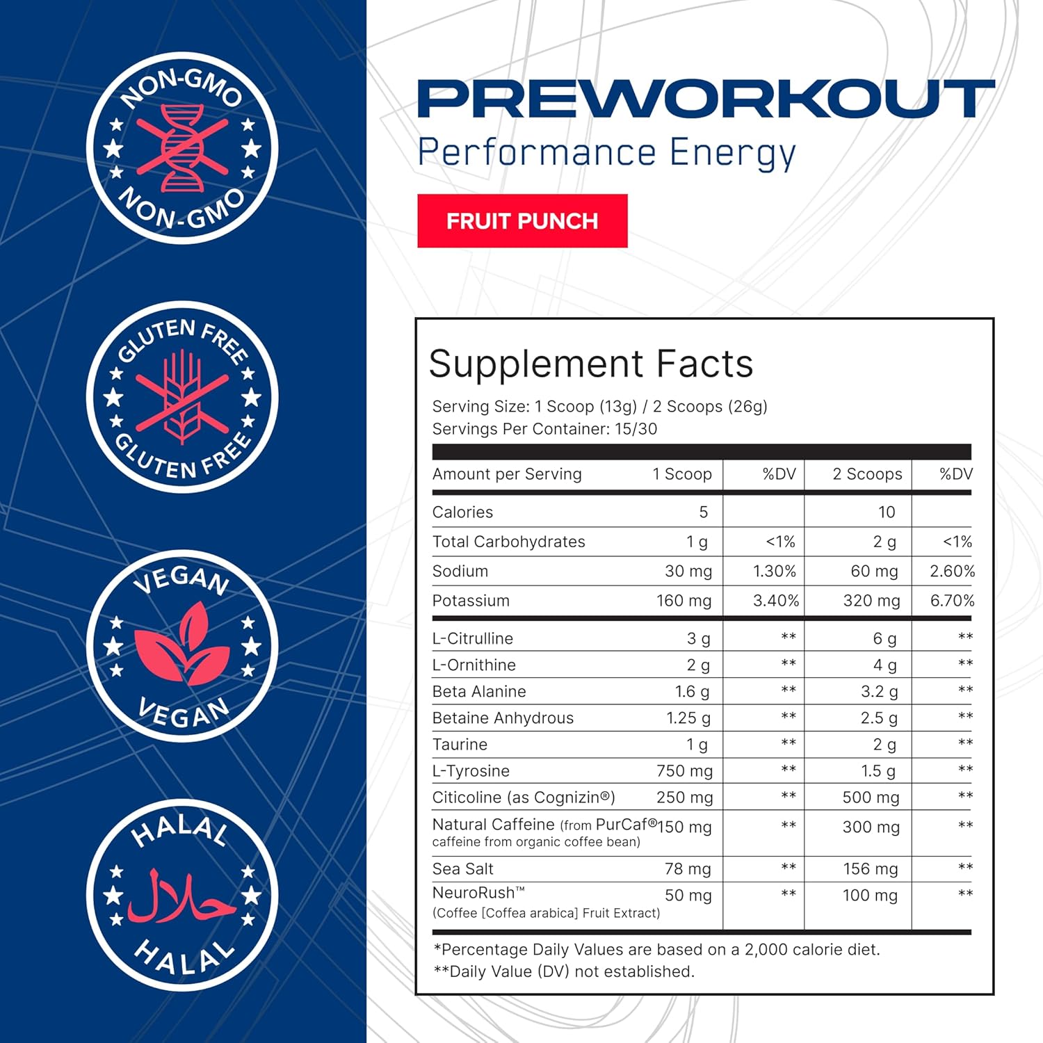 ABE All Black Everything AN Performance Pre-Workout Powder Supplement - Energy Drink Mix with 300mg Caffeine, Beta Alanine, Citrulline - Fruit Punch Flavor - 30 Servings - Third-Party Tested for Men & Women