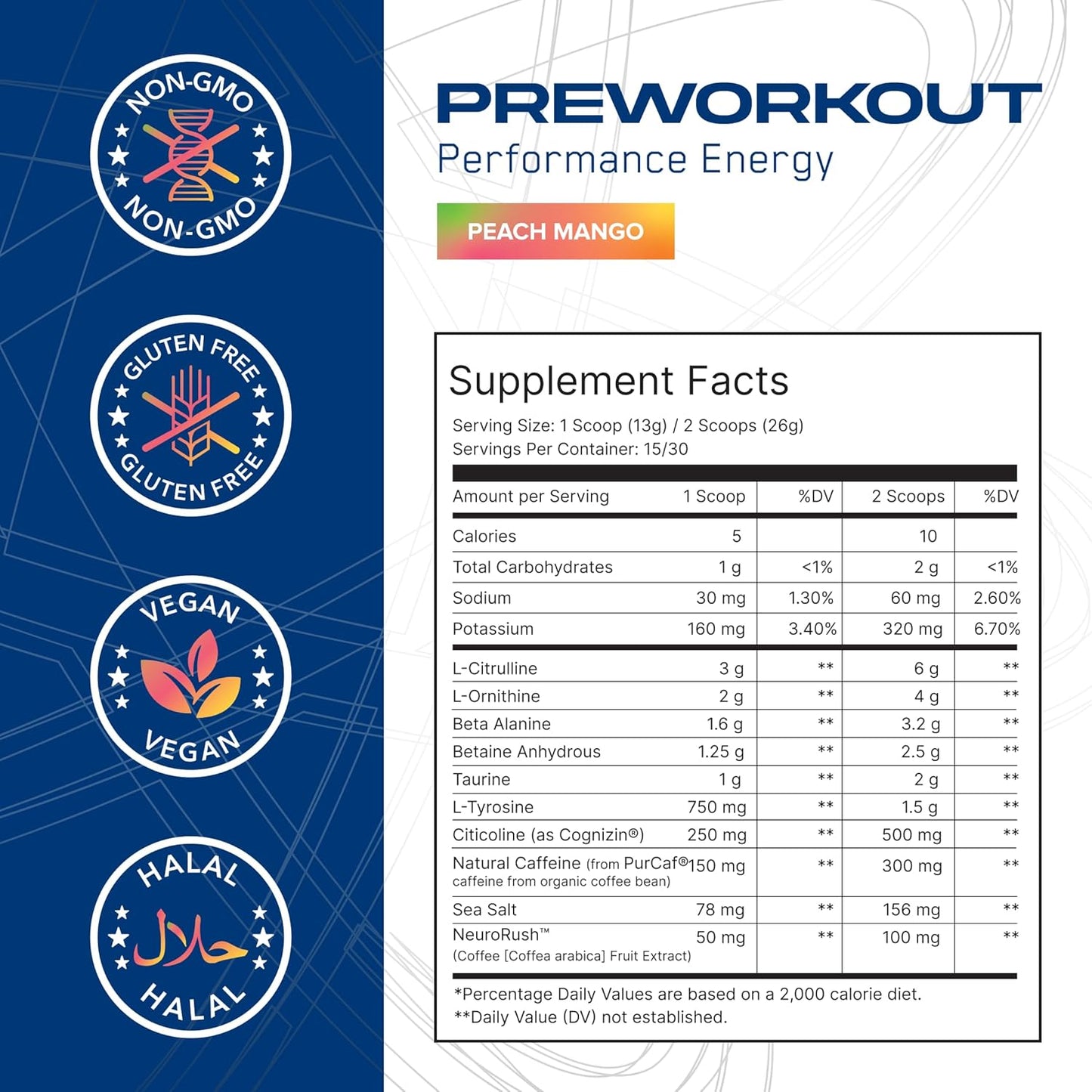 ABE All Black Everything AN Performance Pre-Workout Powder Supplement - Peach Mango, 30 Servings