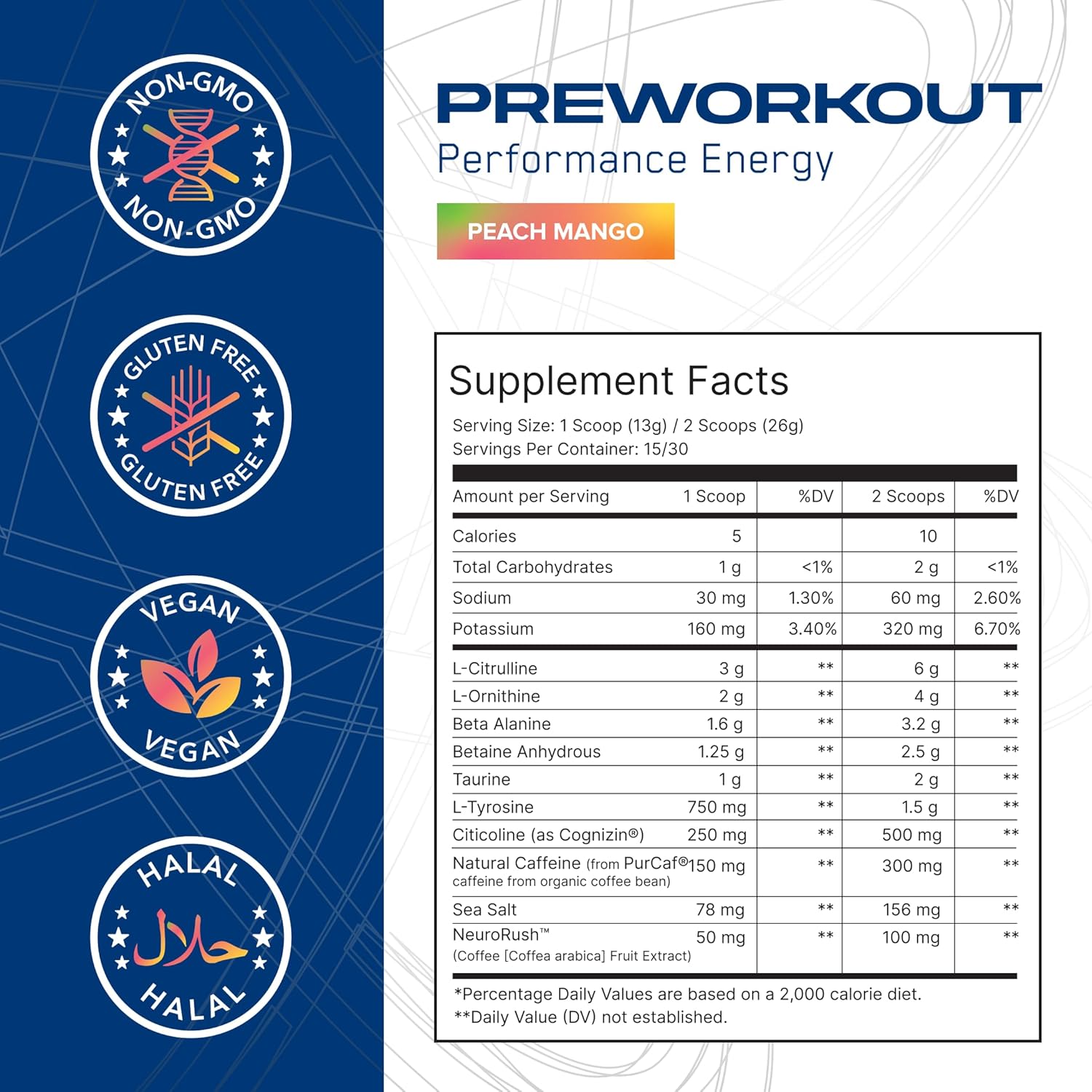 ABE All Black Everything AN Performance Pre-Workout Powder Supplement - Peach Mango, 30 Servings