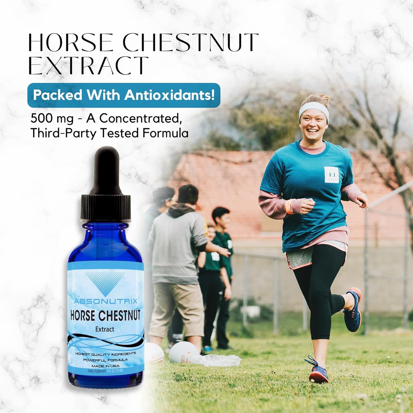 Absonutrix Horse Chestnut Extract 550mg Drops - 4 Oz (200 Servings) - Detox & Circulation Support - Third-Party Tested - USA Made