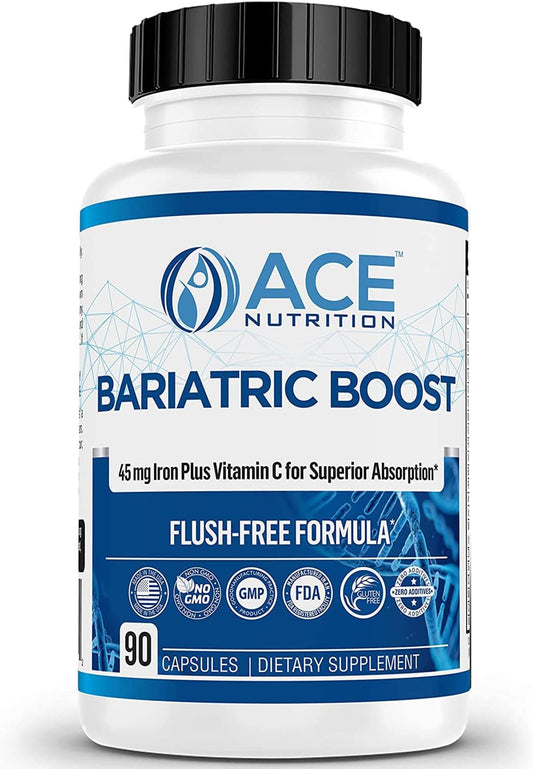 ACE NUTRITION Bariatric Boost One-A-Day Multivitamin - 90 Day Supply with Iron | Non-GMO, Gluten Free, Made in USA