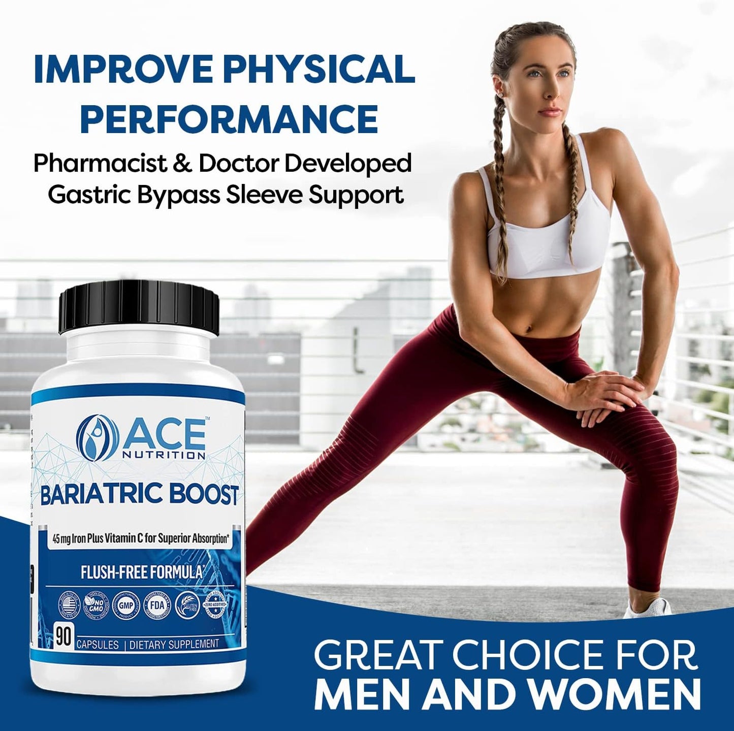 ACE NUTRITION Bariatric Boost One-A-Day Multivitamin - 90 Day Supply with Iron | Non-GMO, Gluten Free, Made in USA