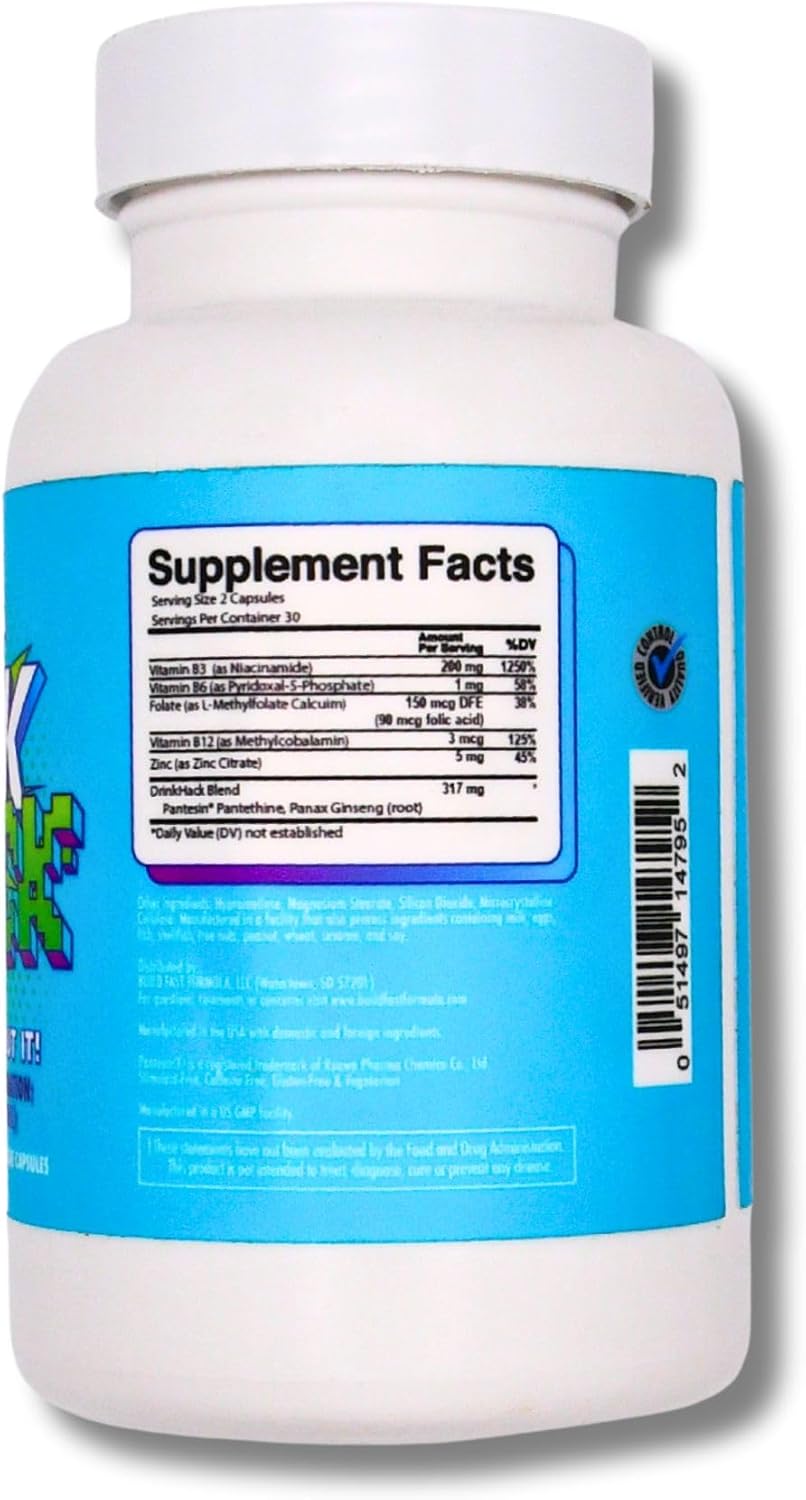 Acetaldehyde Elimination Drink Formula with Pantethine, Panax Ginseng, B Vitamins - 30 Servings