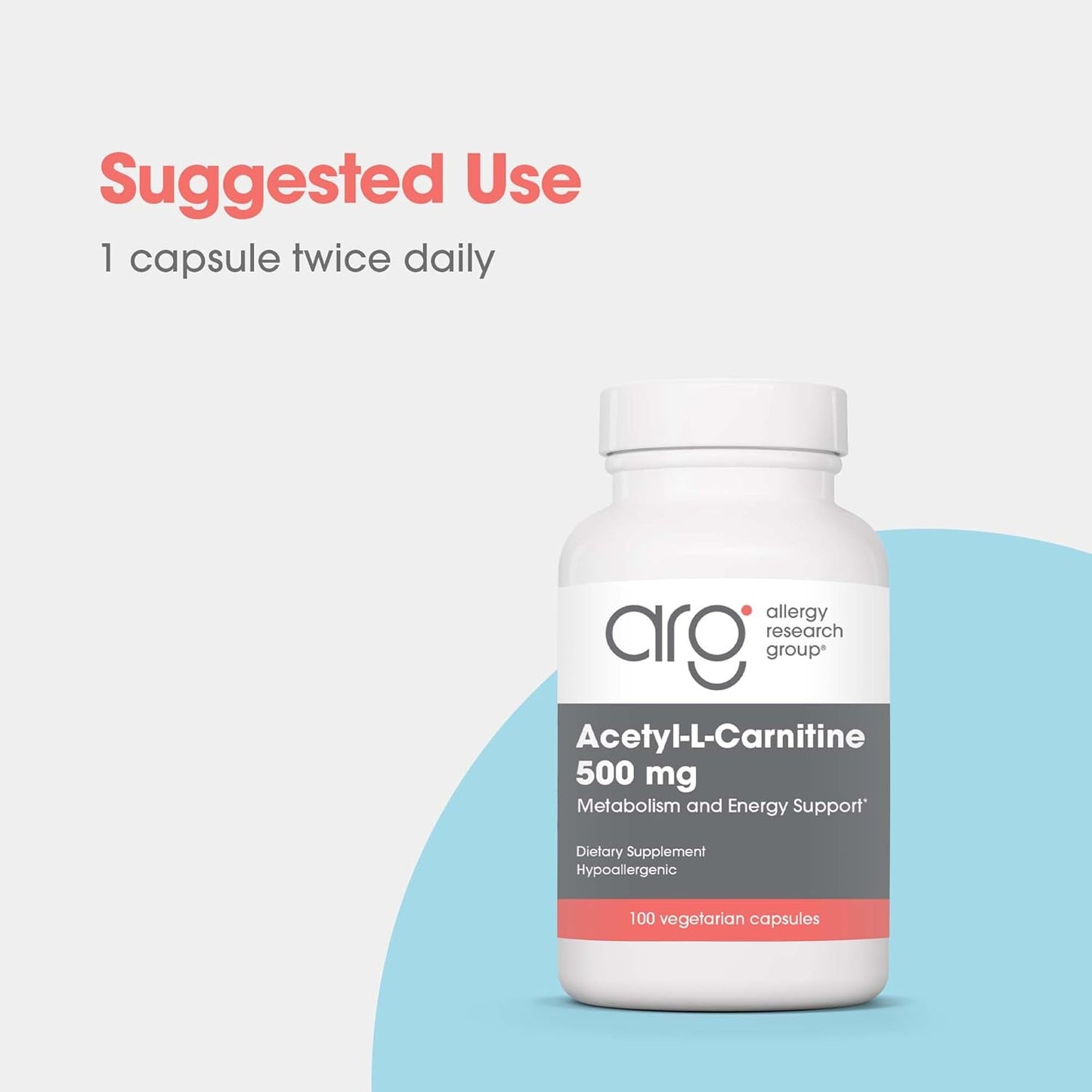Acetyl-L-Carnitine 500mg Supplement for Metabolism and Energy Support - 100 Vegetarian Capsules