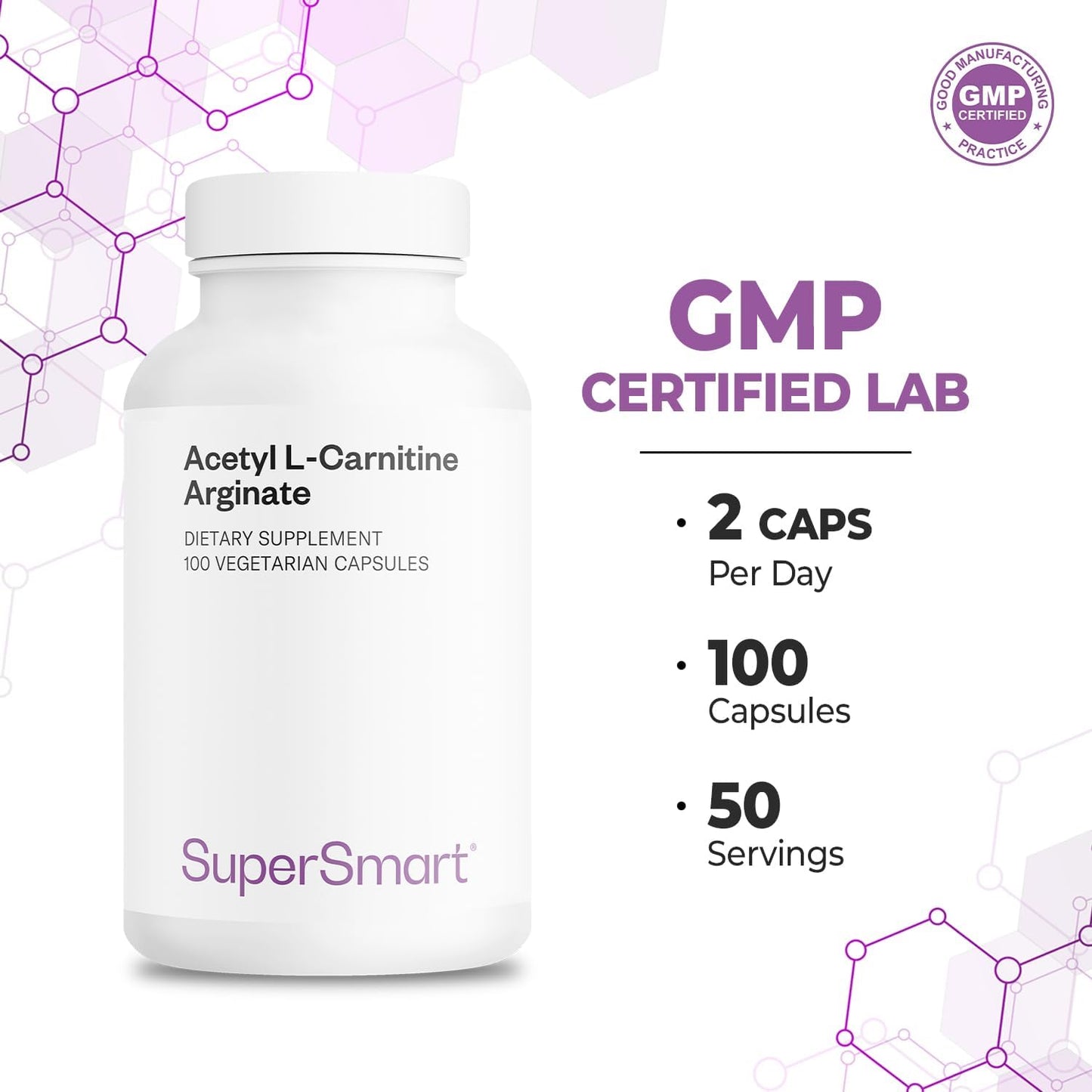 Acetyl L Carnitine Arginate 1000mg - Brain Boosting Amino Acid Supplement - Non-GMO & Gluten Free - 120 Capsules
