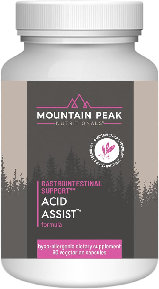 Acid Assist Formula by Mountain Peak Nutritionals - Gastrointestinal Support Supplement for Heartburn & Stomach Acid Relief - Hypoallergenic Dietary Supplement (90 Capsules)