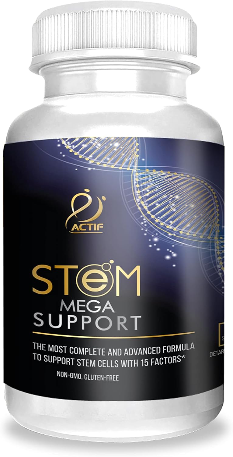 ACTIF Stem Cell Mega Support Supplement - 15 Factors, Non-GMO, 60 Day Supply - USA Made