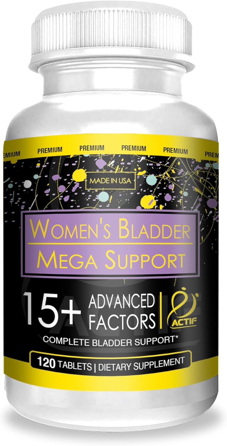 Actif Women's Bladder Support Supplement with 15+ Factors for Bladder Control - Non-GMO, Made in USA - 120 Count